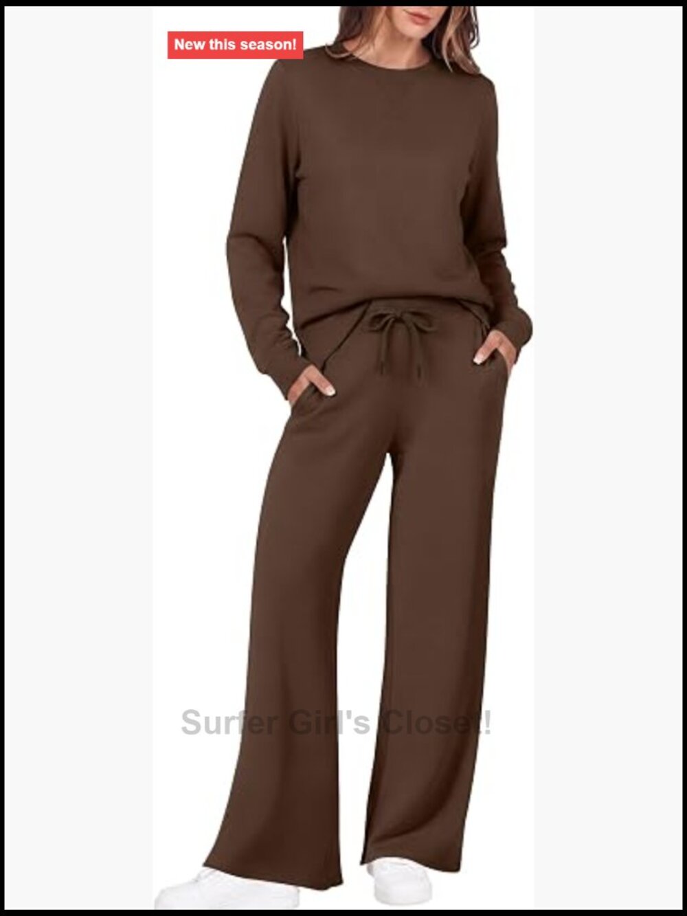 Ekouaer 2 Piece Lounge Set Women Long Sleeve Sweatshirt Wide Leg Pants